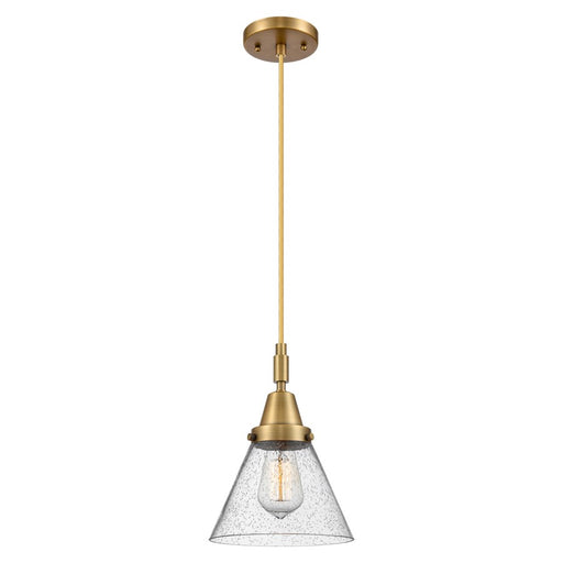Innovations Caden Cone 8" Cord Mini Pendant, Brushed Brass/Seedy - 447-1P-BB-G44