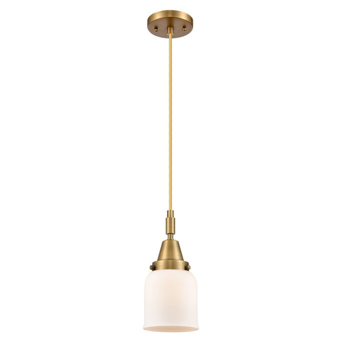 Innovations Caden Bell 5" Cord Mini Pendant, Brushed Brass/White - 447-1P-BB-G51