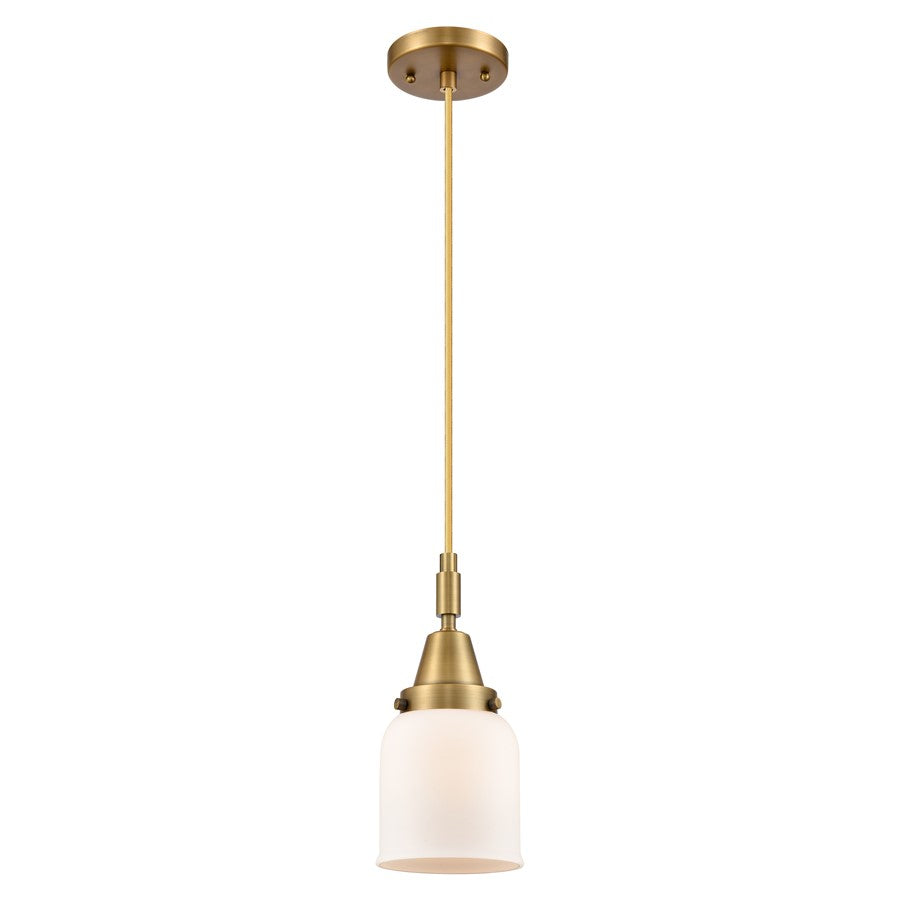 Innovations Caden Bell 5" Cord Mini Pendant, Brushed Brass/White - 447-1P-BB-G51