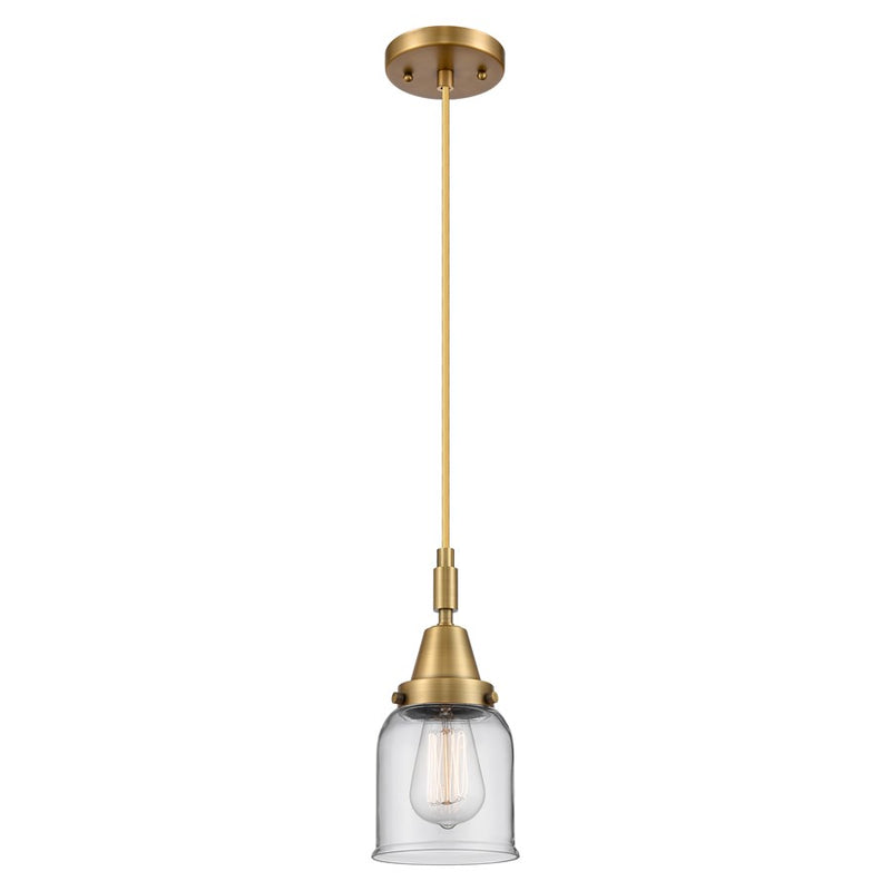 Innovations Caden Bell 5" Cord Mini Pendant, Brushed Brass/Clear - 447-1P-BB-G52