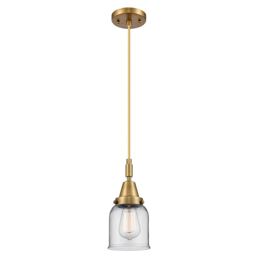 Innovations Caden Bell 5" Cord Mini Pendant, Brushed Brass/Clear - 447-1P-BB-G52