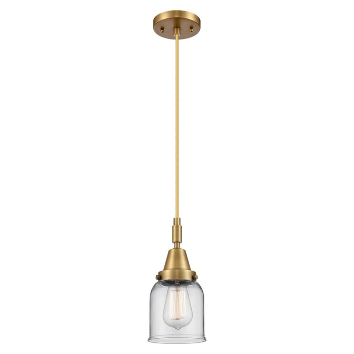 Innovations Caden Bell 5" Cord Mini Pendant, Brushed Brass/Clear - 447-1P-BB-G52