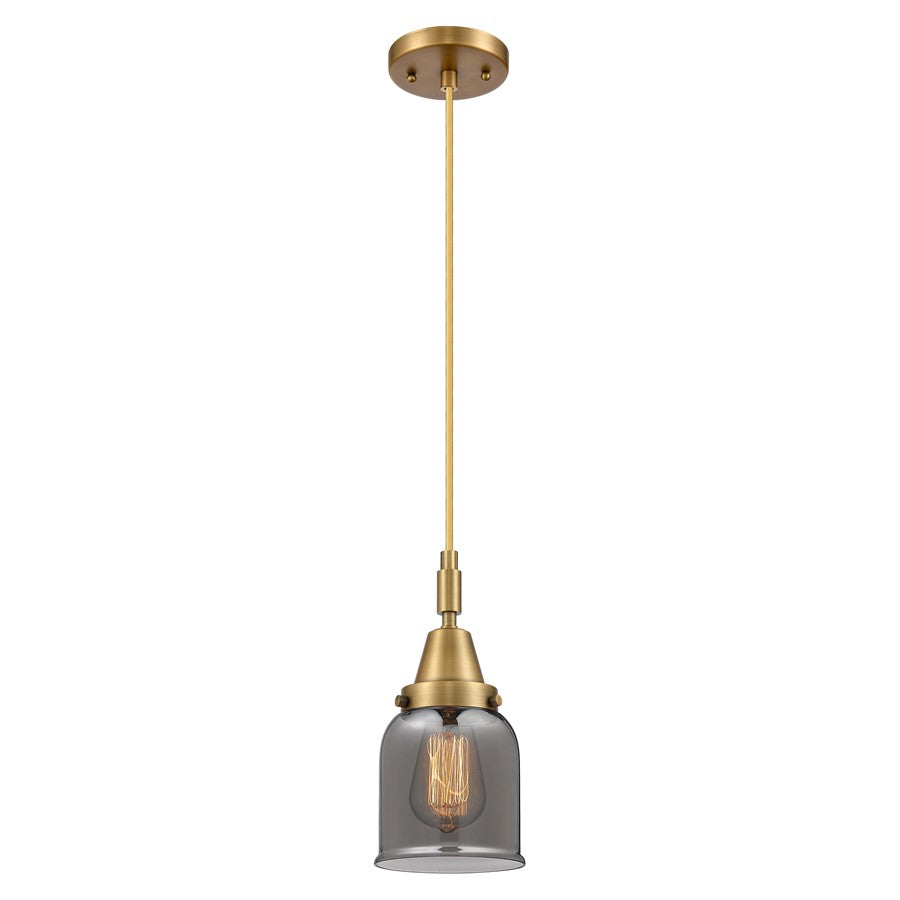 Innovations Caden Bell 5" Cord Mini Pendant, Brushed Brass/Smoke - 447-1P-BB-G53