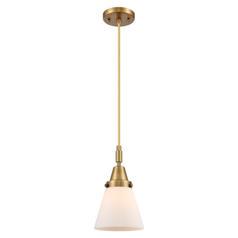 Innovations Caden Cone 6" Cord Mini Pendant, Brushed Brass/White - 447-1P-BB-G61