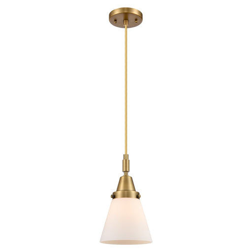 Innovations Caden Cone 6" Cord Mini Pendant, Brushed Brass/White - 447-1P-BB-G61