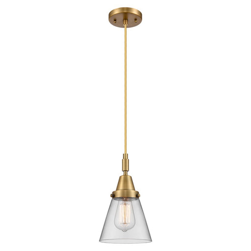 Innovations Caden Cone 6" Cord Mini Pendant, Brushed Brass/Clear - 447-1P-BB-G62