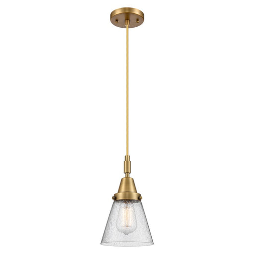 Innovations Caden Cone 6" Cord Mini Pendant, Brushed Brass/Seedy - 447-1P-BB-G64