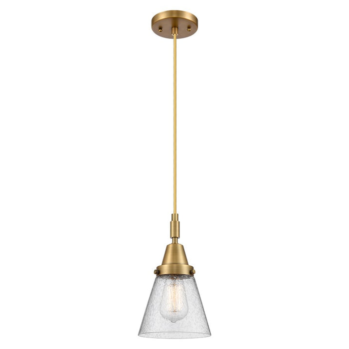 Innovations Caden Cone 6" Cord Mini Pendant, Brushed Brass/Seedy - 447-1P-BB-G64