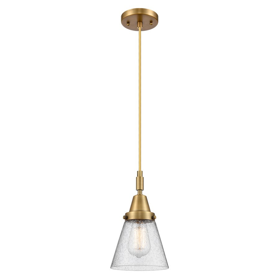 Innovations Caden Cone 6" Cord Mini Pendant, Brushed Brass/Seedy - 447-1P-BB-G64