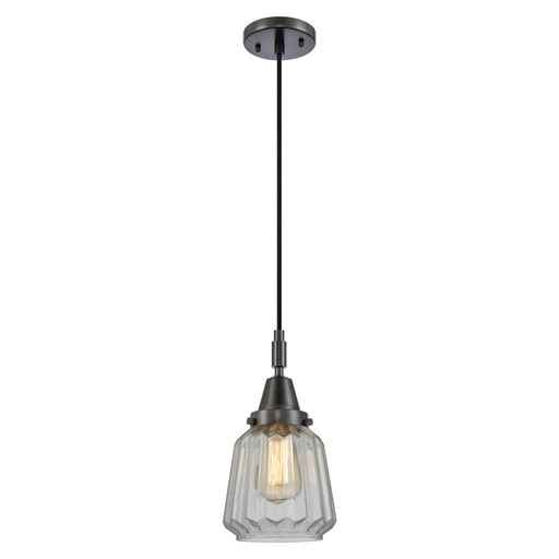 Innovations Caden Chatham 1Lt 7" Cord Mini Pendant, Black/Clear - 447-1P-BK-G142