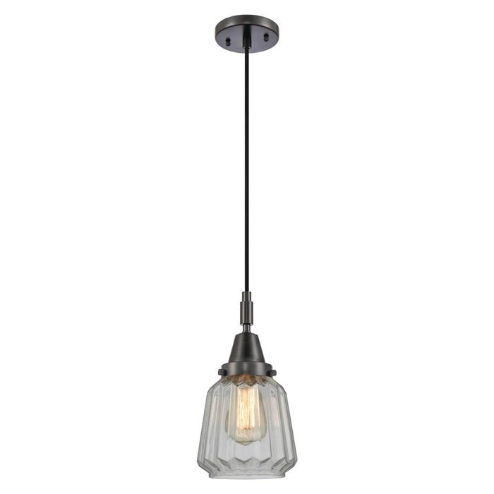 Innovations Caden Chatham 1Lt 7" Cord Mini Pendant, Black/Clear - 447-1P-BK-G142