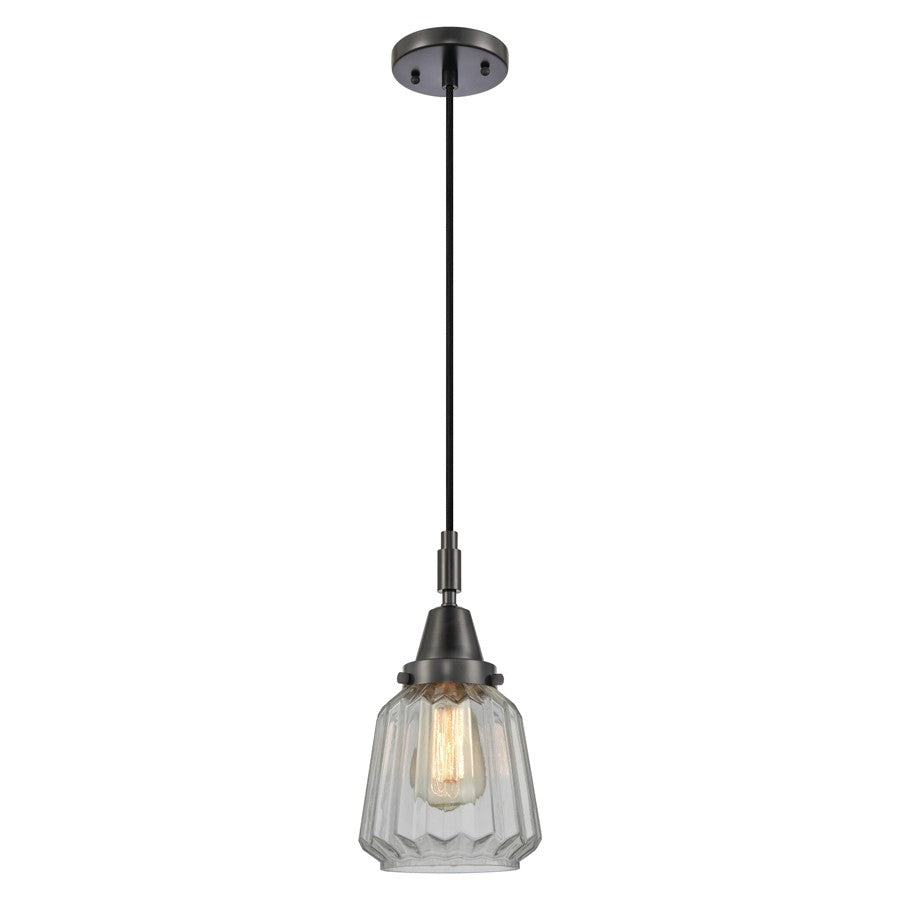 Innovations Caden Chatham 1Lt 7" Cord Mini Pendant, Black/Clear - 447-1P-BK-G142