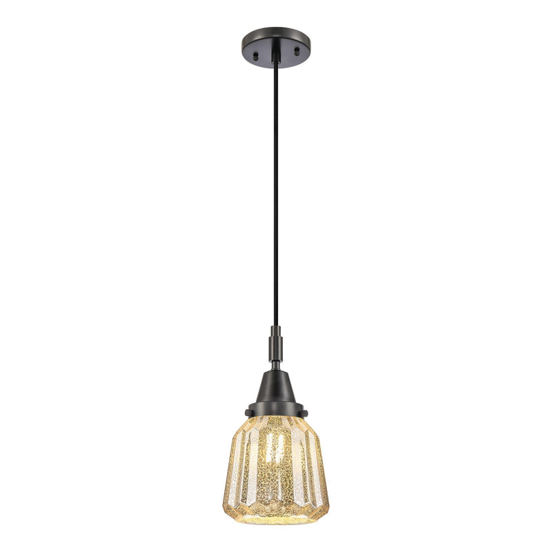 Innovations Chatham 7in 1-Light Mini Pendant | Matte Black and Mercury Glass | Kitchen Island & Dining Room | 7 x 7 x 9 in | Model 447-1P-BK-G146