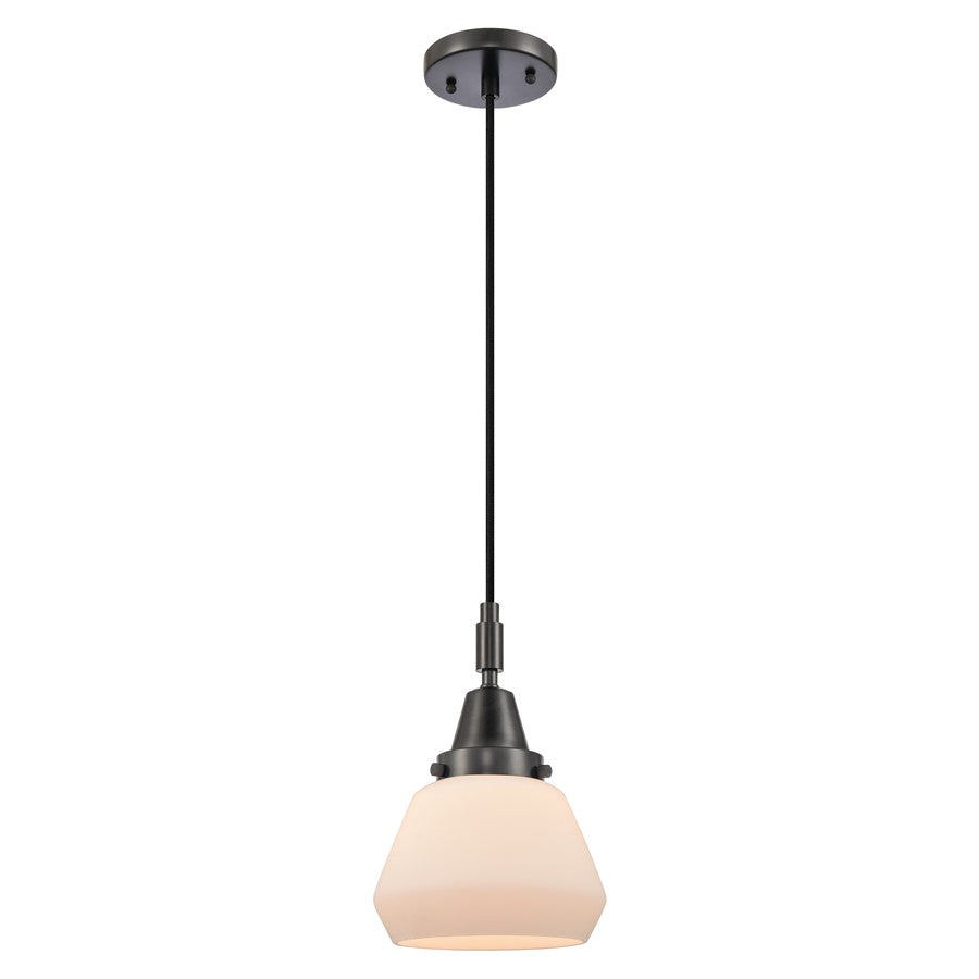 Innovations Caden Fulton 1Lt 7" Cord Mini Pendant, Black/White - 447-1P-BK-G171