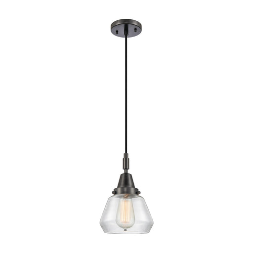 Innovations Fulton 7in 1-Light Mini Pendant | Matte Black and Clear Glass | Kitchen Island & Dining Room | 7 x 7 x 10 in | Model 447-1P-BK-G172