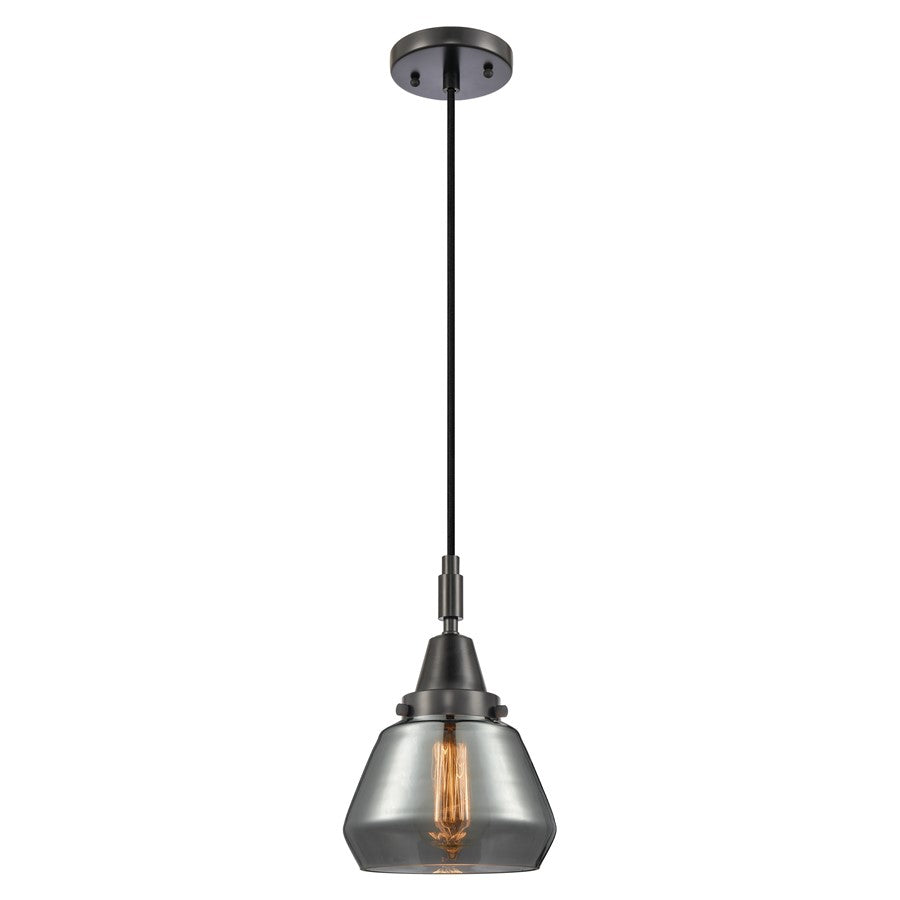 Innovations Caden Fulton 1Lt 7" Cord Mini Pendant, Black/Smoke - 447-1P-BK-G173