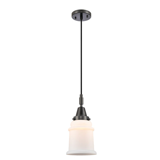 Innovations Canton 6in 1-Light Mini Pendant | Matte Black and Matte White Glass | Kitchen Island & Dining Room | 6 x 6 x 11 in | Model 447-1P-BK-G181