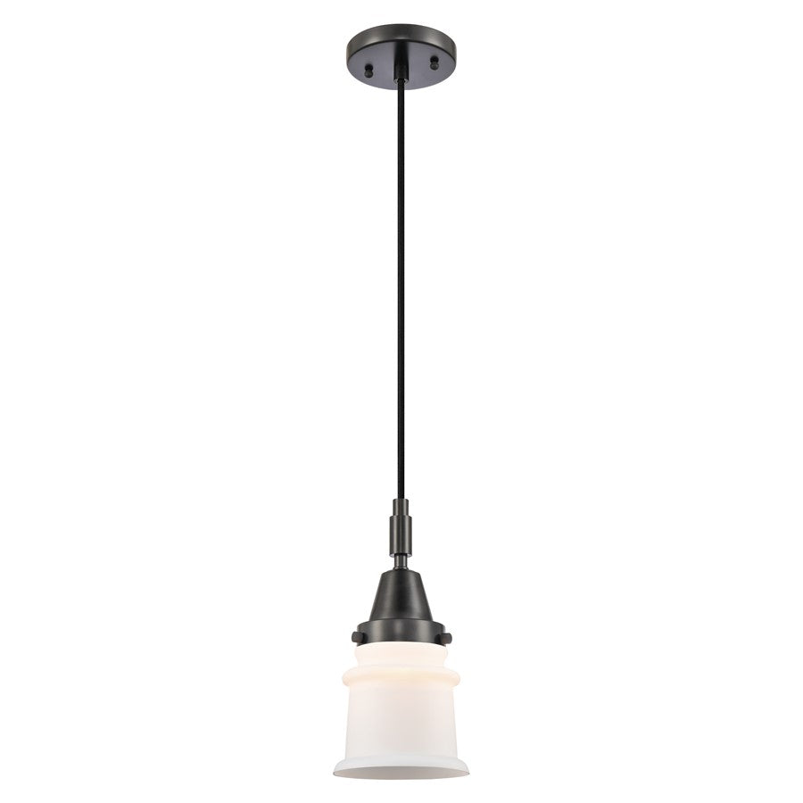 Innovations Caden Canton 1Lt 5" Cord Mini Pendant, Black/White - 447-1P-BK-G181S