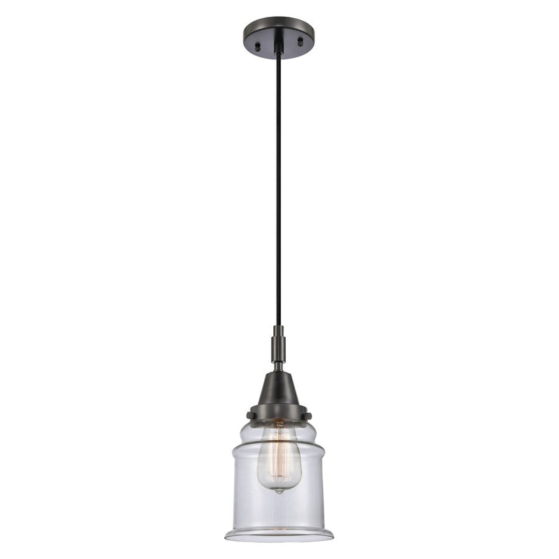 Innovations Caden Canton 1Lt 6" Cord Mini Pendant, Black/Clear - 447-1P-BK-G182