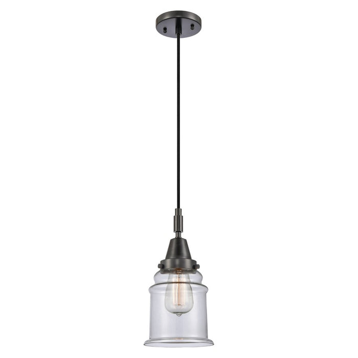 Innovations Caden Canton 1Lt 6" Cord Mini Pendant, Black/Clear - 447-1P-BK-G182