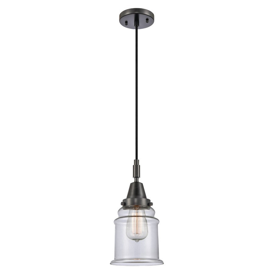 Innovations Caden Canton 1Lt 6" Cord Mini Pendant, Black/Clear - 447-1P-BK-G182