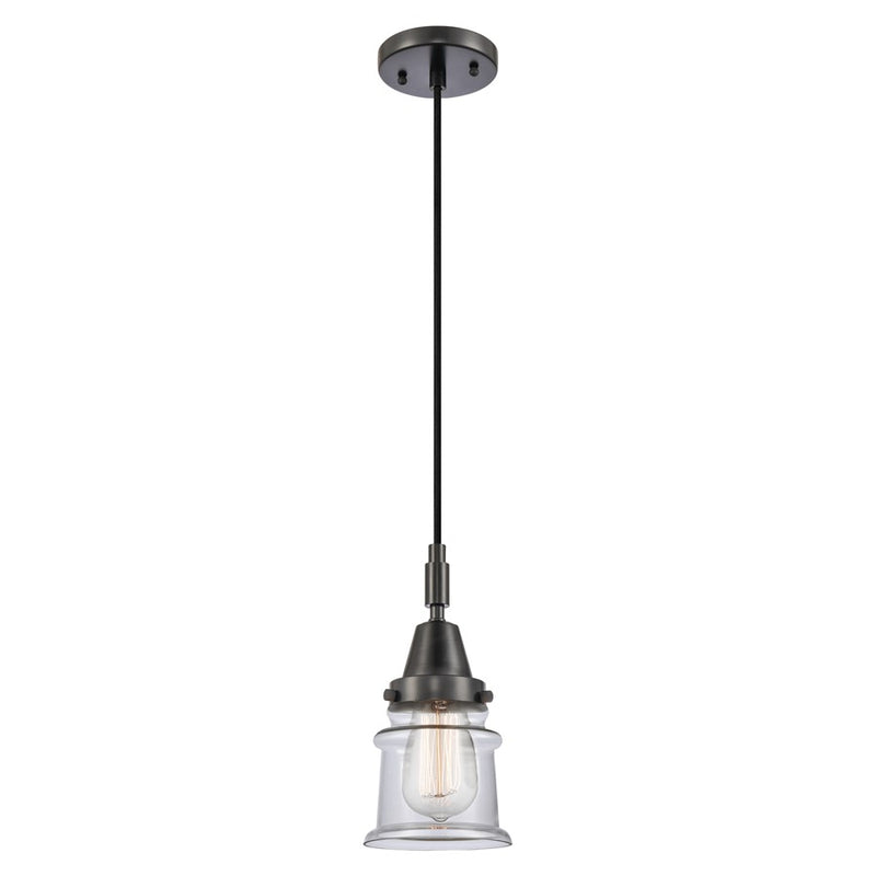 Innovations Caden Canton 1Lt 5" Cord Mini Pendant, Black/Clear - 447-1P-BK-G182S
