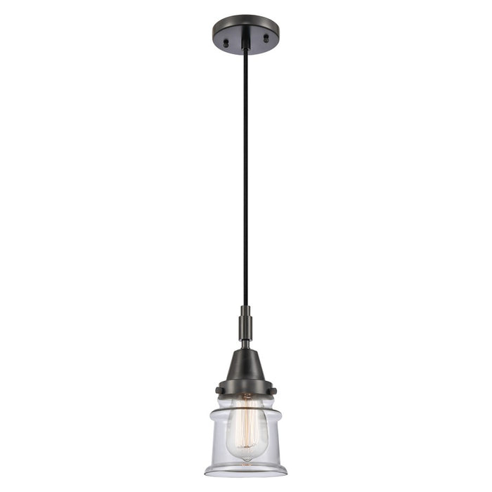 Innovations Caden Canton 1Lt 5" Cord Mini Pendant, Black/Clear - 447-1P-BK-G182S