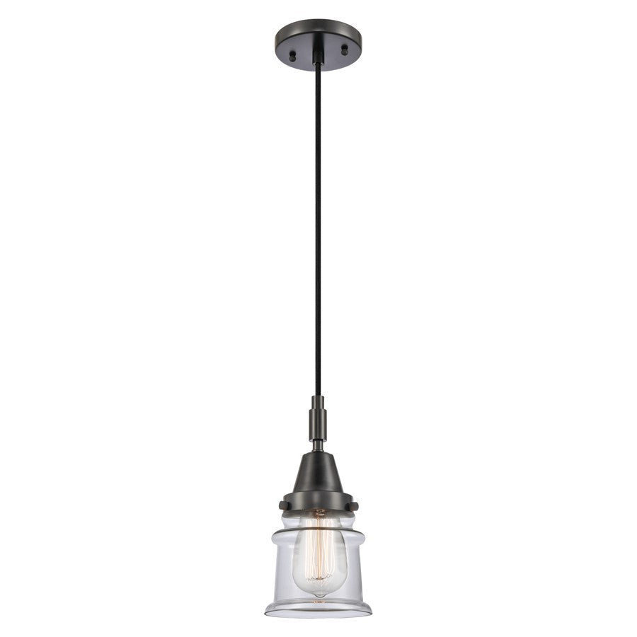 Innovations Caden Canton 1Lt 5" Cord Mini Pendant, Black/Clear - 447-1P-BK-G182S