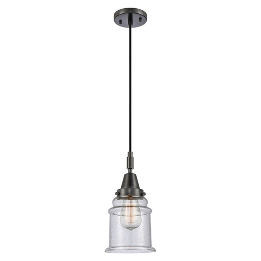 Innovations Caden Canton 1Lt 6" Cord Mini Pendant, Black/Seedy - 447-1P-BK-G184