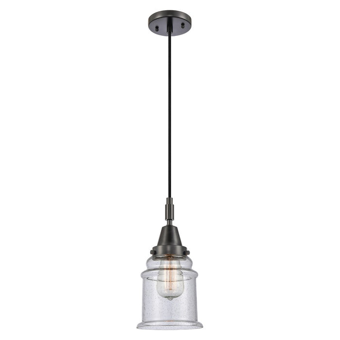 Innovations Caden Canton 1Lt 6" Cord Mini Pendant, Black/Seedy - 447-1P-BK-G184