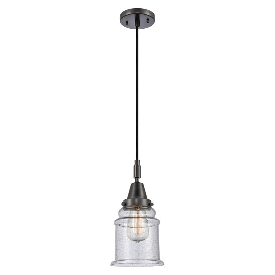 Innovations Caden Canton 1Lt 6" Cord Mini Pendant, Black/Seedy - 447-1P-BK-G184