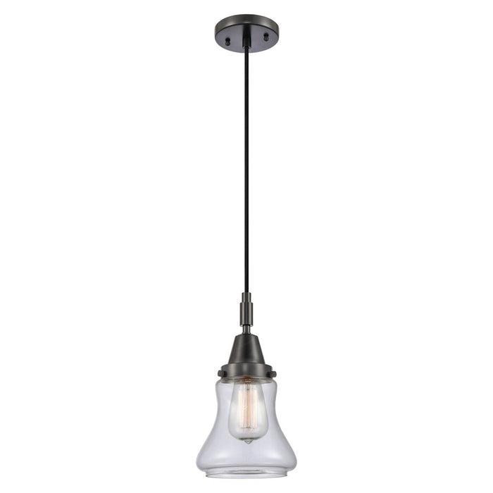 Innovations Caden Bellmont 7" Cord Mini Pendant, Black/Clear - 447-1P-BK-G192