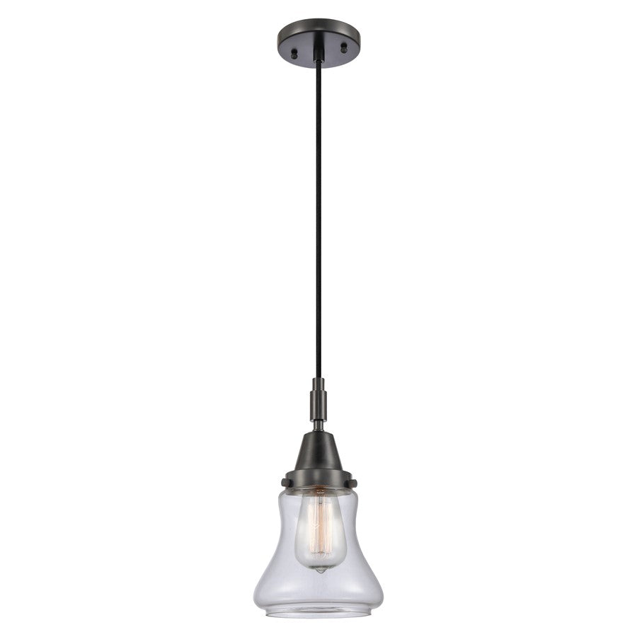 Innovations Caden Bellmont 7" Cord Mini Pendant, Black/Clear - 447-1P-BK-G192