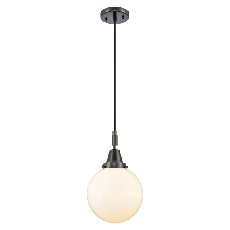 Innovations Caden Beacon 8" Cord Mini Pendant, Black/White - 447-1P-BK-G201-8