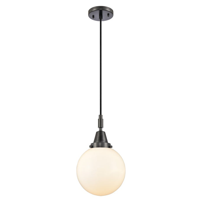 Innovations Caden Beacon 8" Cord Mini Pendant, Black/White - 447-1P-BK-G201-8
