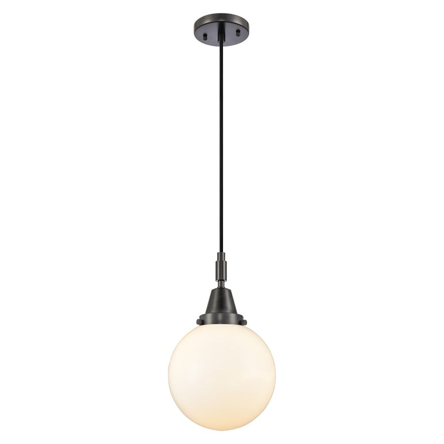Innovations Caden Beacon 8" Cord Mini Pendant, Black/White - 447-1P-BK-G201-8