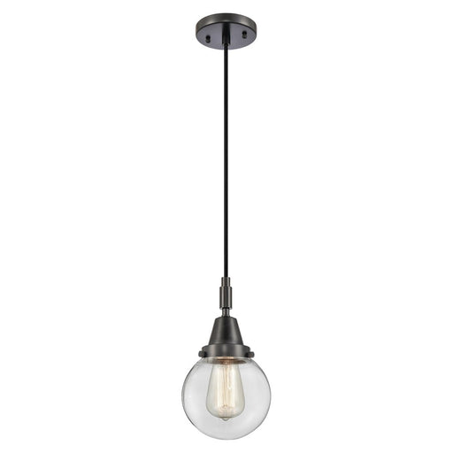 Innovations Caden Beacon 6" Cord Mini Pendant, Black/Clear - 447-1P-BK-G202-6