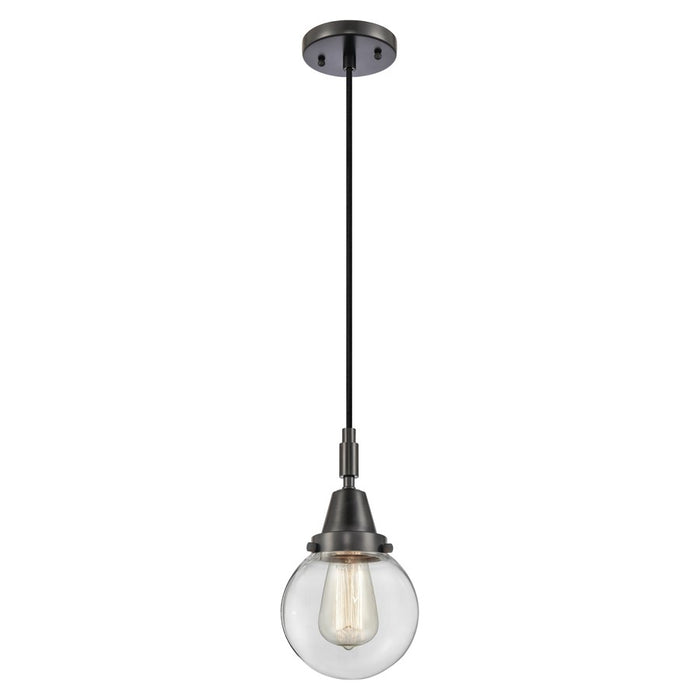 Innovations Caden Beacon 6" Cord Mini Pendant, Black/Clear - 447-1P-BK-G202-6