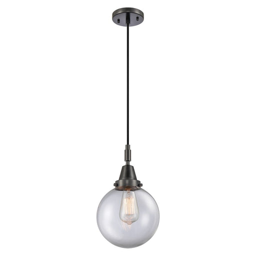Innovations Caden Beacon 8" Cord Mini Pendant, Black/Clear - 447-1P-BK-G202-8