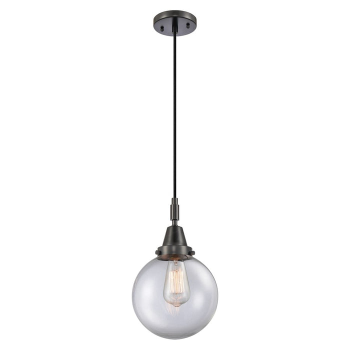 Innovations Caden Beacon 8" Cord Mini Pendant, Black/Clear - 447-1P-BK-G202-8
