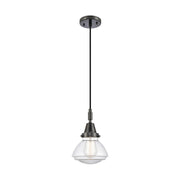 Innovations Olean 1Lt 7" Cord Mini Pendant, Black/Clear - 447-1P-BK-G322