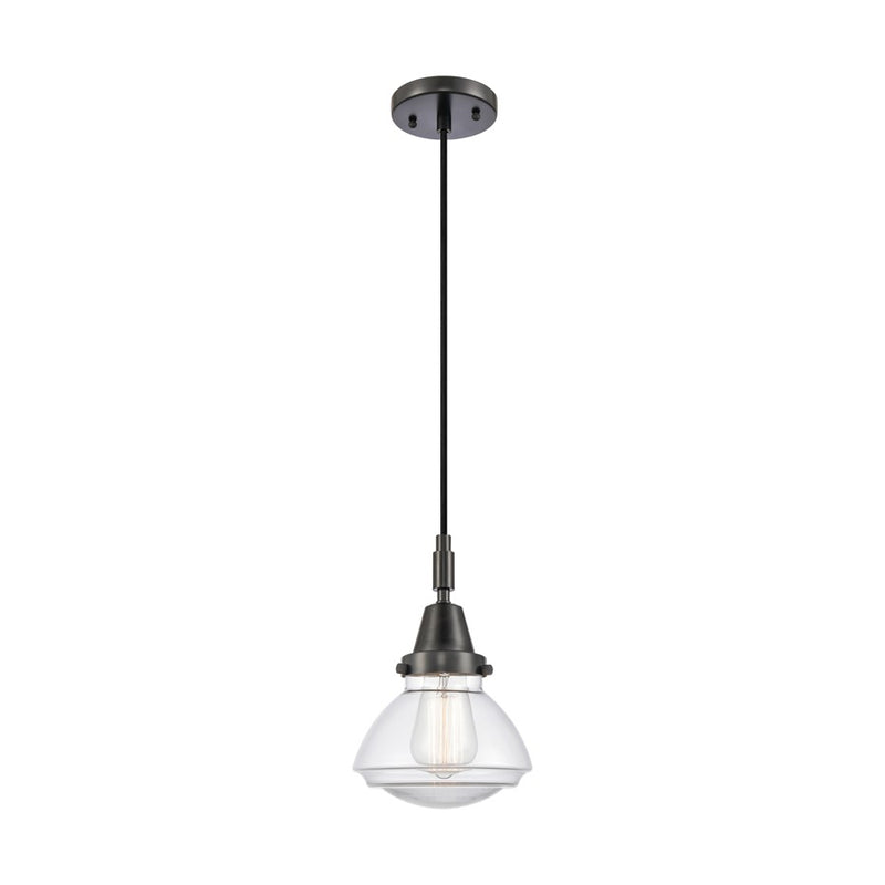 Innovations Olean 1Lt 7" Cord Mini Pendant, Black/Clear - 447-1P-BK-G322