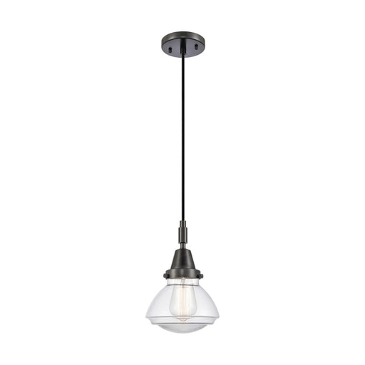 Innovations Olean 1Lt 7" Cord Mini Pendant, Black/Clear - 447-1P-BK-G322