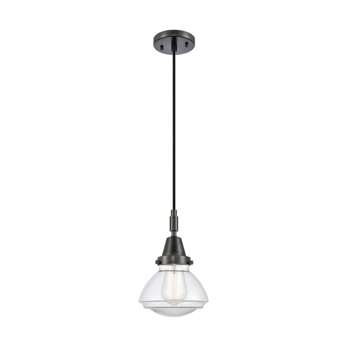 Innovations Olean 1Lt 7" Cord Mini Pendant, Black/Clear - 447-1P-BK-G322
