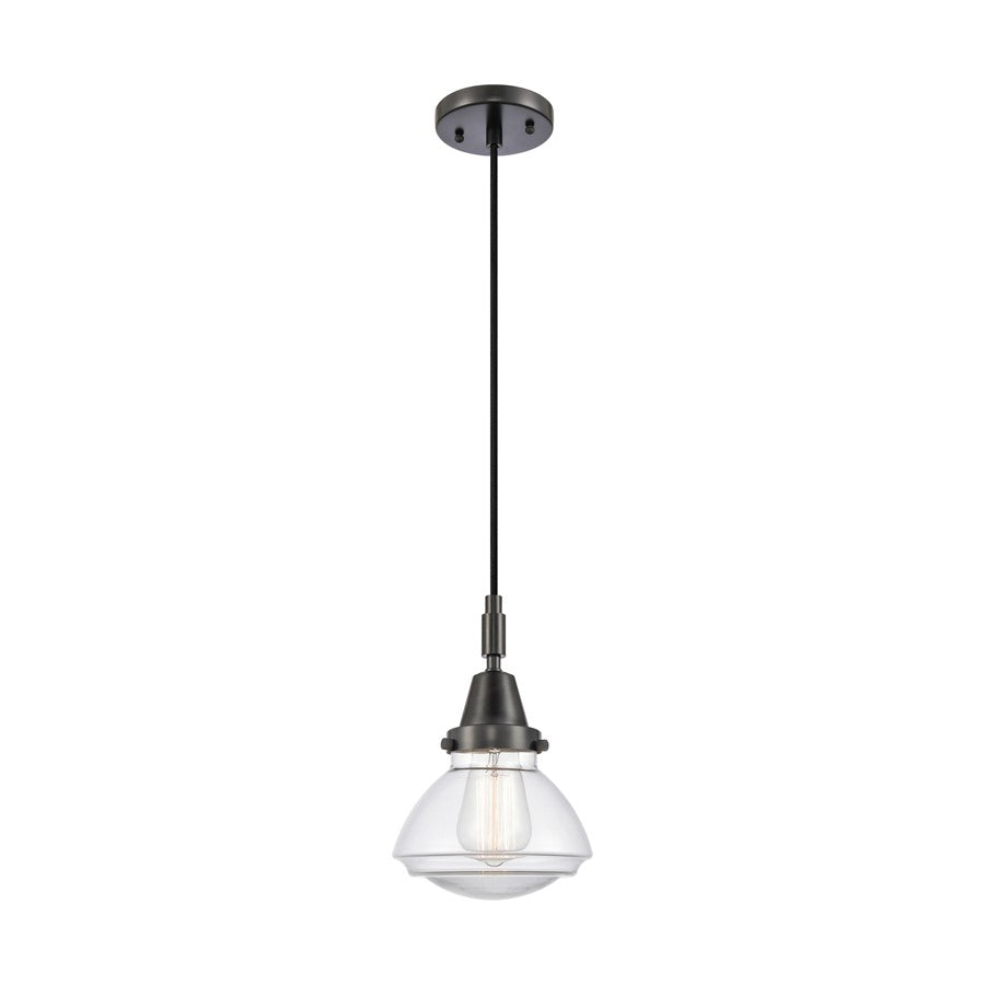 Innovations Olean 1Lt 7" Cord Mini Pendant, Black/Clear - 447-1P-BK-G322