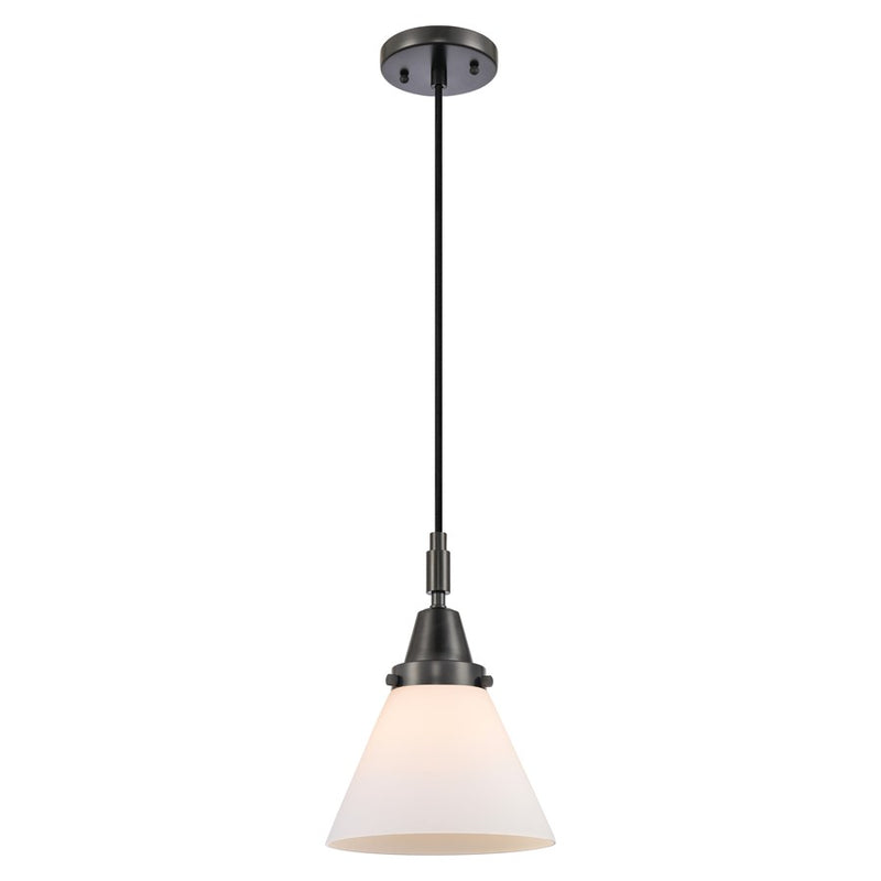 Innovations Caden Cone 1Lt 8" Cord Mini Pendant, Black/White - 447-1P-BK-G41