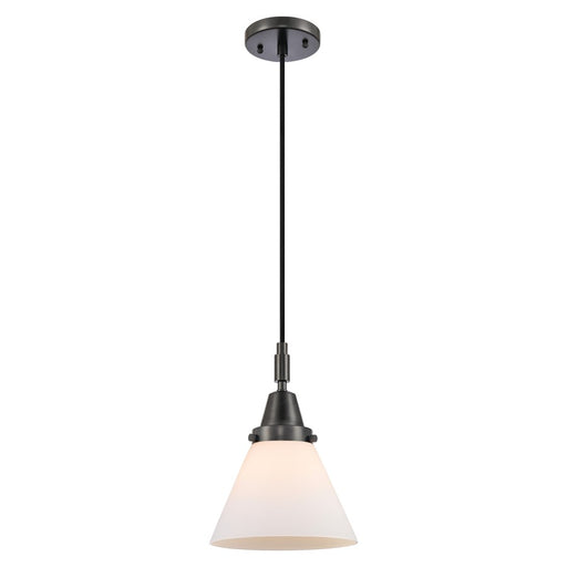 Innovations Caden Cone 1Lt 8" Cord Mini Pendant, Black/White - 447-1P-BK-G41