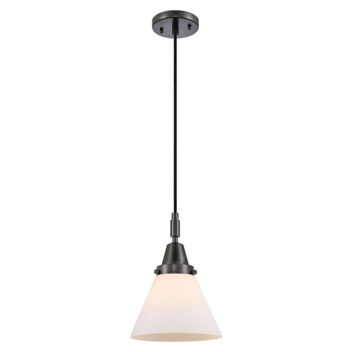 Innovations Caden Cone 1Lt 8" Cord Mini Pendant, Black/White - 447-1P-BK-G41