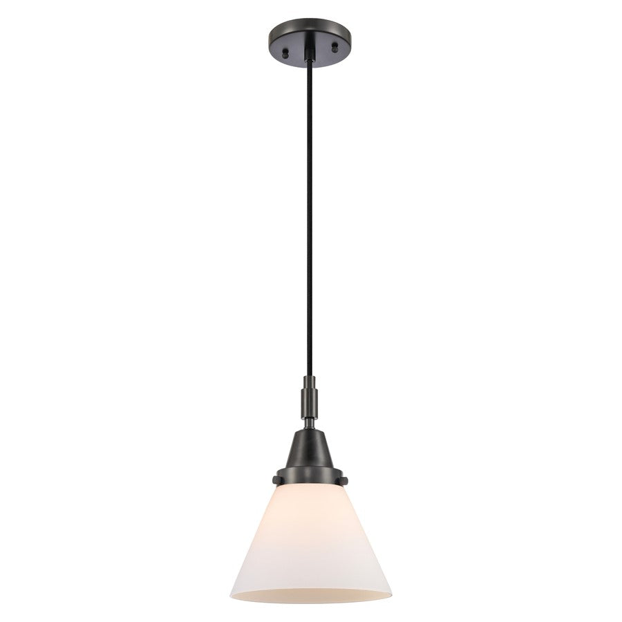 Innovations Caden Cone 1Lt 8" Cord Mini Pendant, Black/White - 447-1P-BK-G41
