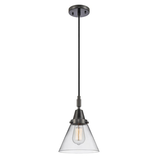 Innovations Caden Cone 1Lt 8" Cord Mini Pendant, Black/Clear - 447-1P-BK-G42